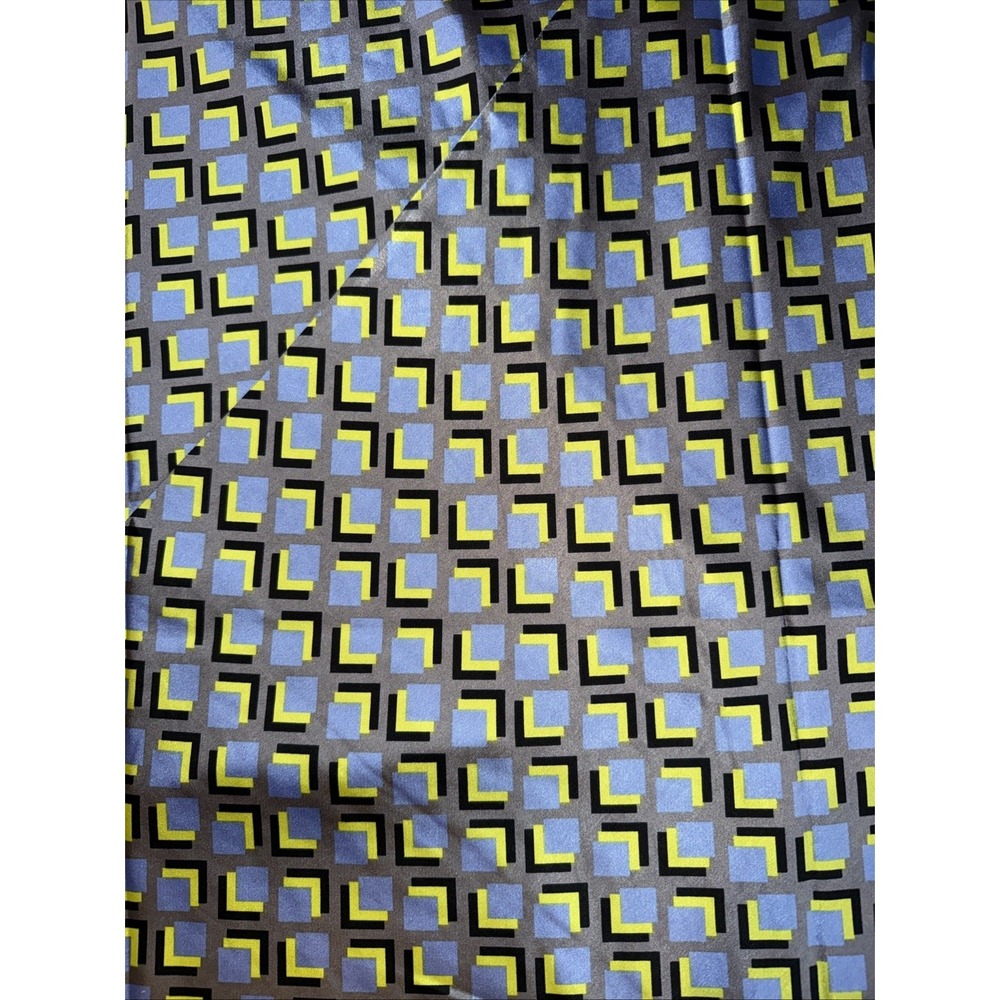 Wildfang Empower Satin Slip Dress Womens 2X Cubic Blue Yellow Geometric - Picture 4 of 5